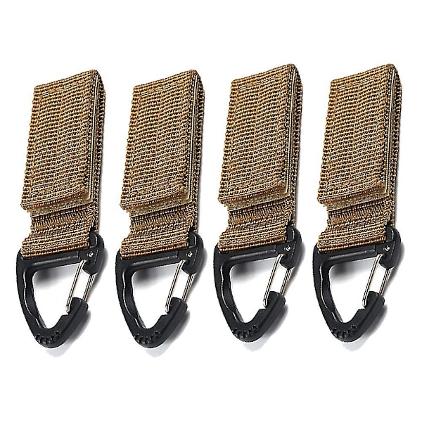 4 stk. Hengekarabinkrok Nylon Vevbånd Trekant Spenne Stroppklips for Ryggsekk Khaki