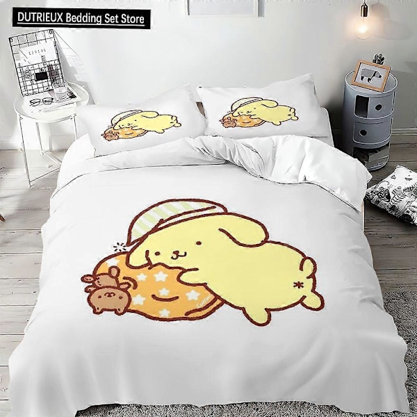v795 Sängkläder Påslakan Pompompurin Örngott Täcke Broderi Sängkläder, Enkelsäng Dubbelsäng Extra King Size Full Size Sängklädesset 3-delat 240x260cm 94x102in