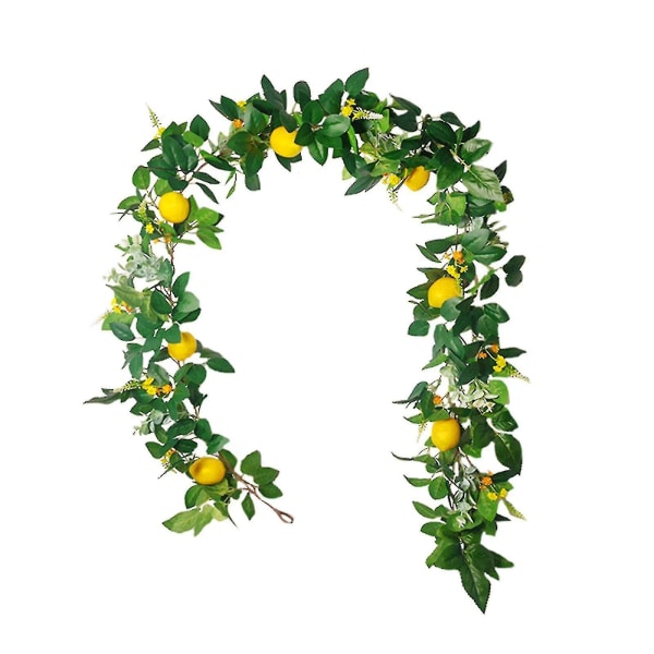 6ft Artificial Lemon Garland, Faux Greenery Foliage Vine Artificial Fruit Garland With Lemon And Green Leaves