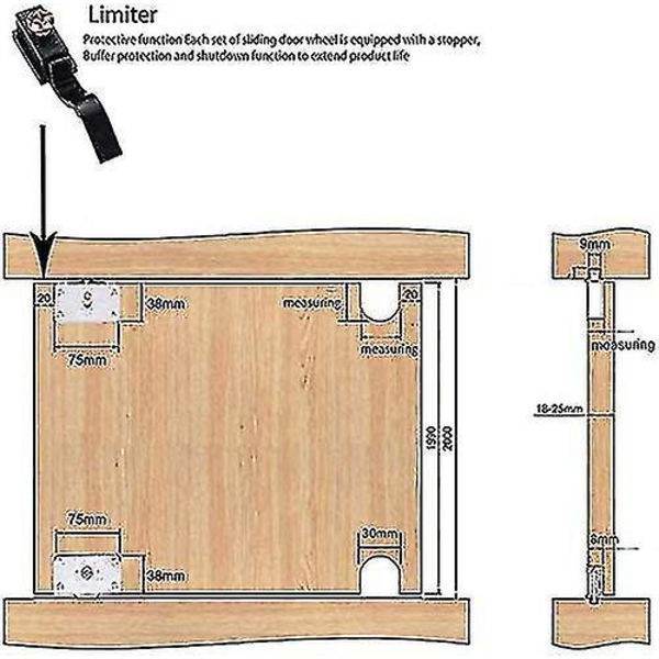 Skyvedørsrulle 2 par skyvedørsruller for garderobe, garderobe, vindu, skyvedører