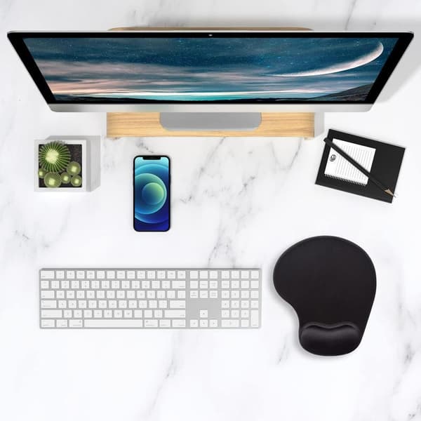 Musematte, Ergonomisk musematte med gel-håndleddsstøtte, marmormusematte med Lycra-stoff, sklisikker PU-base for spill-PC, laptop, hjem