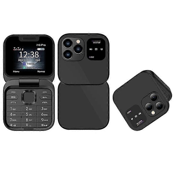 Miniphone SERVO i16 Pro - Dubbel SIM 2G 32MB+32MB Vikbar Telefon - Multicolor Black