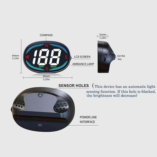 Universal HUD GPS-hastighedsmåler, plug-and-play, understøtter USB-forbindelse og giver head-up-display i bilen.