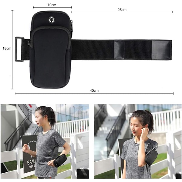 Löpararmband Telefonhållare Väska, Svettålig Löpartelefon Armband Sportarmband Lämplig för iPhone 11 Pro XS XR X 8 7 6s 6 Upp till 6,5 tum