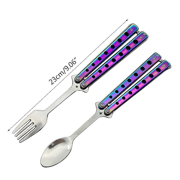 Butterfly Spoon Fork Camping Foldable Rustfritt Stål Bestikk For Camping