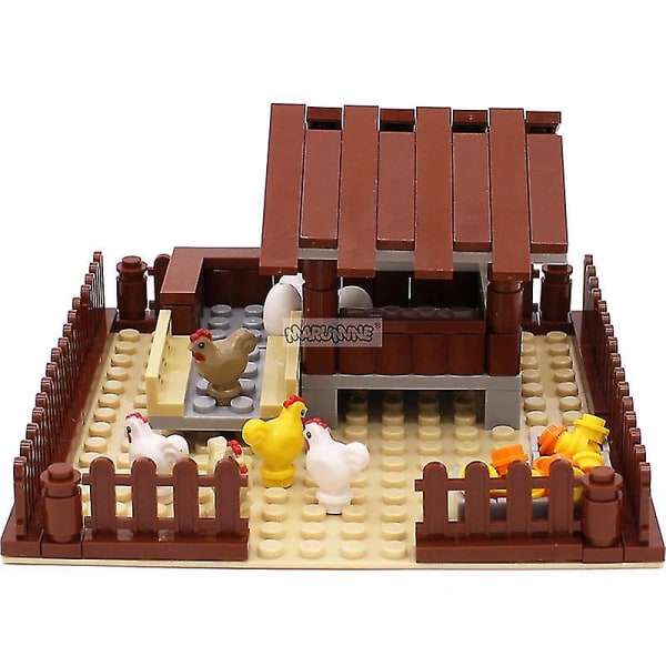 Chicken Coop Building Blocks Set, Chicken Coop, 118 delar lekset, alla tillbehör är roliga, lämpliga för vuxna och barn att bygga [xc]