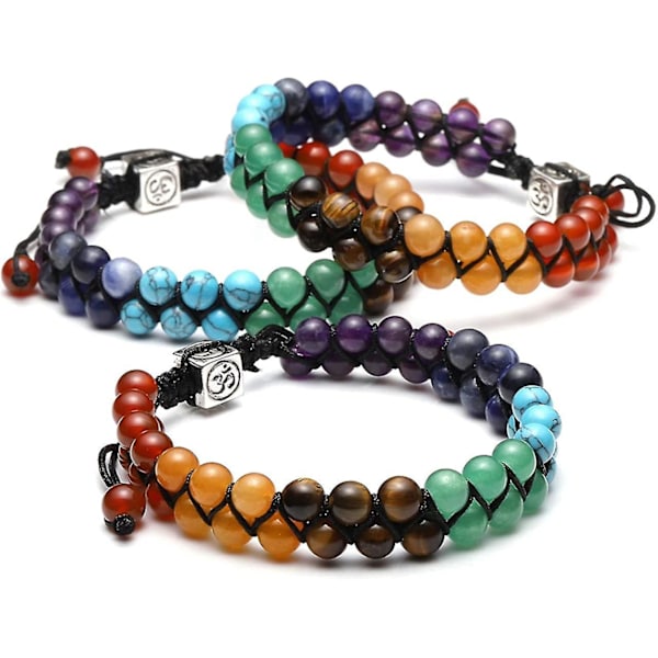 7 Chakra Reiki Healing Krystal Ædelsten Yoga Sten Perler Flettet Armbånd Acsergery Gave
