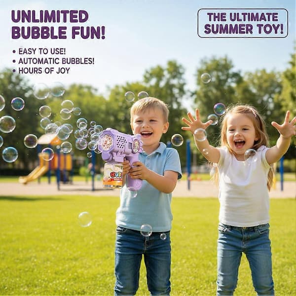 Elektrisk bubbelpistol - Automatisk bubbelmaskin med ljus för barn Green 1pcs