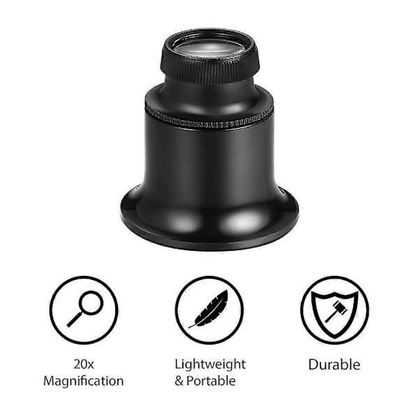 12 stk. 20x Juveler Loupe Forstørrelsesglas, Smykke Øje Loop Forstørrelsesglas til Urreparation, Diamant Black