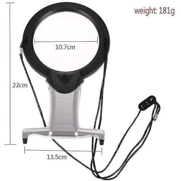 2 Lupe Lesebrille Forstørrelsesglass X2 Og X6 Forstørrende Belysende Led Håndfri Nakkestropp For Brodering Lesing Bok Sying Cr