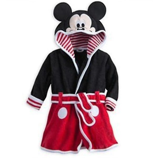 Barnepikeer og jenter Mickey Mouse hettefleece badekåpe morgenkåpe dyrenattøy_y Tw Black 4-5 Years