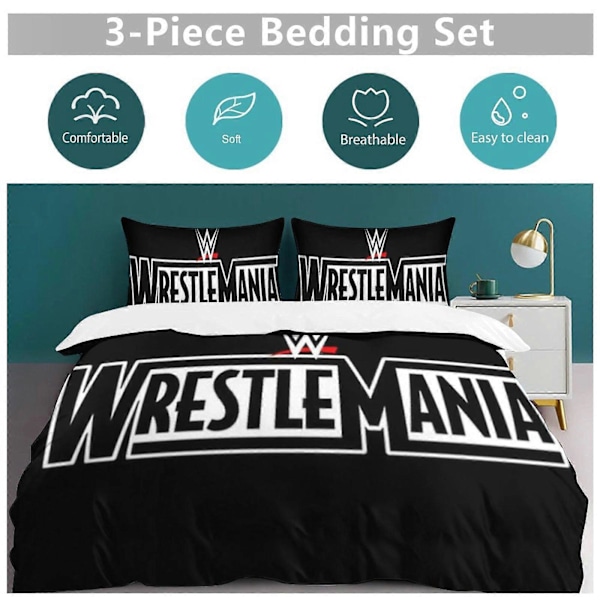 c938 WWE 2 Bädd Täcke Mikrofiber Sängkläder Set Lättviktiga 3-delars Täcke Set, 1 Påslakan och 2 Örngott för Barn ee938 135x200cm 53x78in