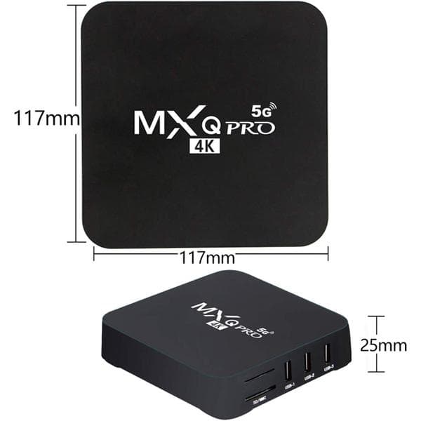 5G MXQ PRO 4K TV-BOX Android 10.1 Quad Core Smart Media Player, Upgraded Ram 4GB ROM 32GB
