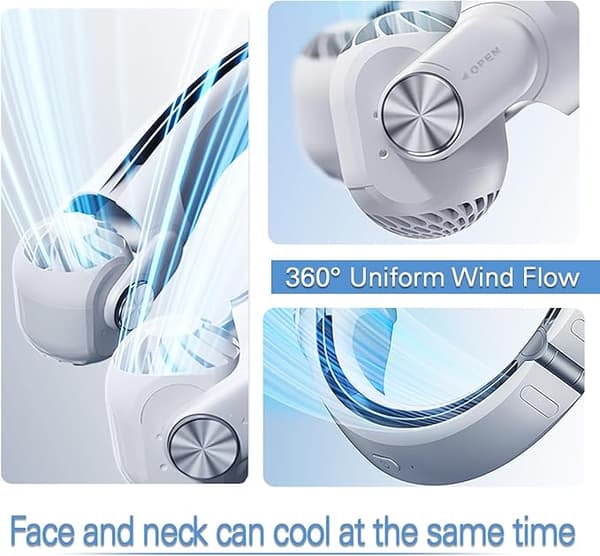 Bærbar halsventilator, håndfri bladløs 360° køleventilator