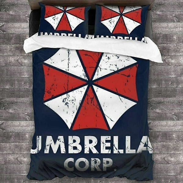 v4748 Sengetøy Resident Evil Umbrella Corporation Sengesett 3 stk Dynetrekk Putetrekk Sengetøy IU4748 135x200cm 53x78in