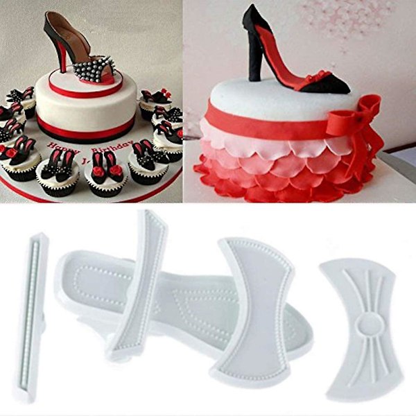 Heytea 9 st Höga Klackar Skor Kakformar Dekoration Fondant Bakform (2 set)