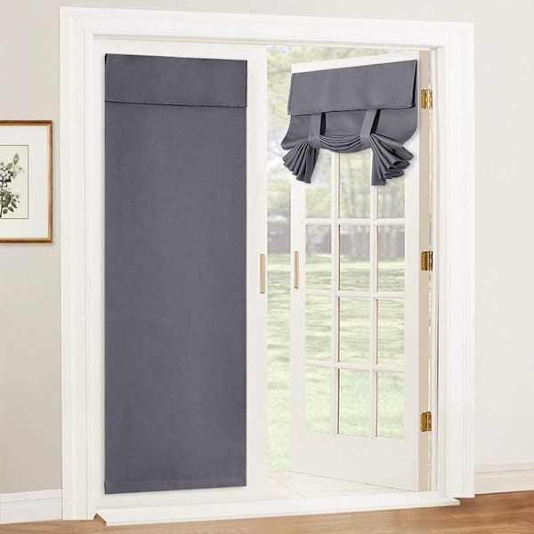 Pimennysverhot oviin ja ikkunoihin tarranauhalla, lämpöverhot, eristävä sisustus, yksityisyyden suoja, 2 kpl harmaa Gris 26X68inch