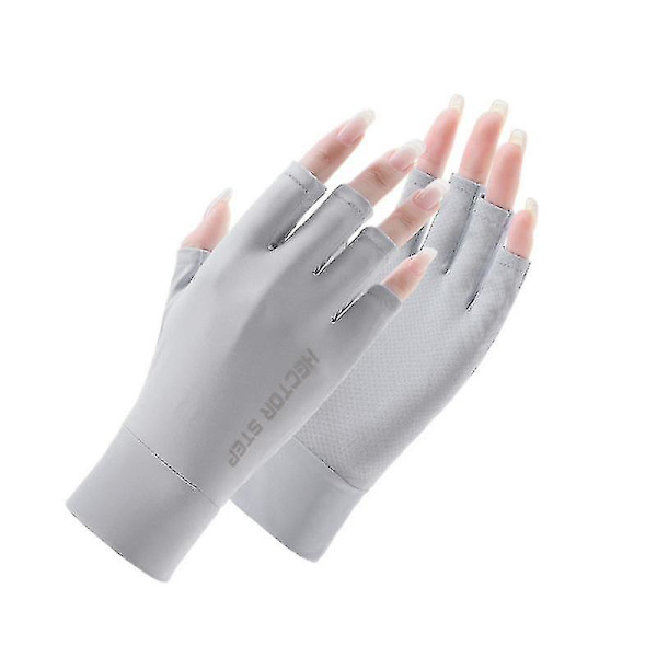 Dam UPF 50 Fingerless Solhandskar för UV-skydd - Idealisk för fiske, körning, cykling och vandring gray L