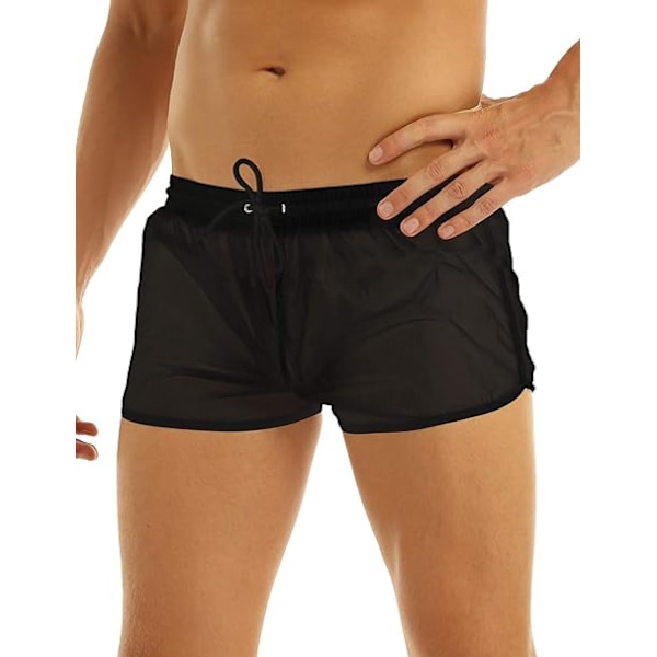Herr Mesh Sheer Strand Shorts Underkläder Dragsko Badbyxor Vattenbyxor Lounge Byxor