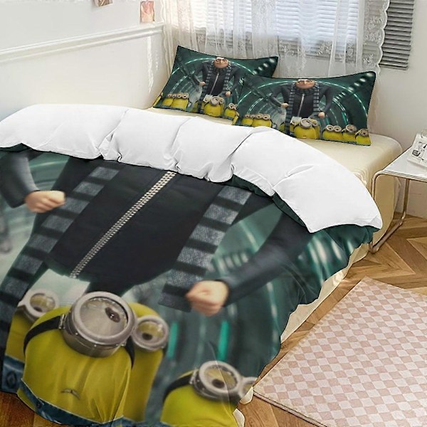 x338 Grusomme Meg 3-delt Sengesett Varmt og Komfortabelt Mykt Dynetrekk Sengesett med 1 Dynetrekk og 2 Putetrekk for Soverom b338 135x200cm 53x78in