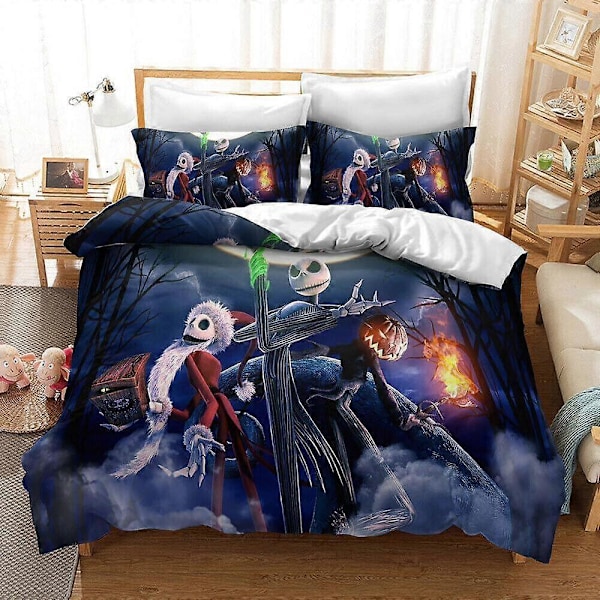 v3733 Sengetøj Jack Skellington Nightmare Before Christmas Gave Dynebetræk Sæt Sengetøj IU3733 200x200cm 78x78in