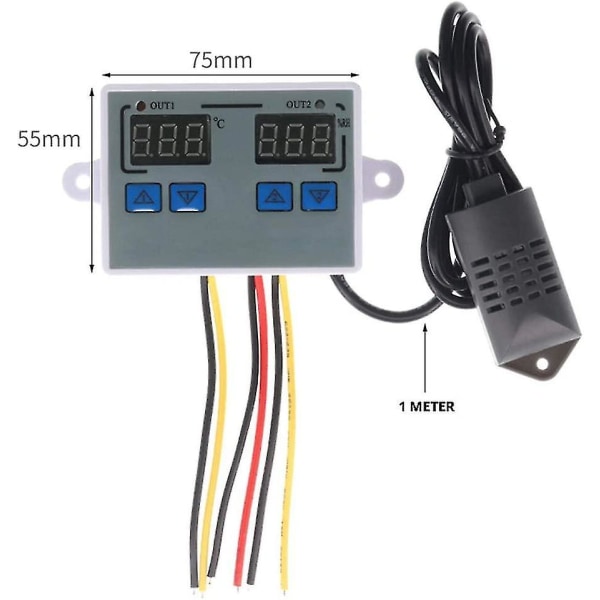 Termostat, digital fuktighetsutgang temperaturkontroller husholdningskjøling termostat hygrostat 10a direkte kontroll termometer hygrometer (ac