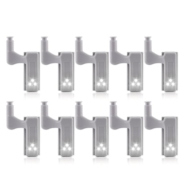 10 st Skåp Garderob Led Hinge Ljus Smart Sensor Lampa Kall Vit