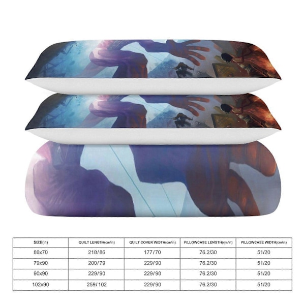 v1011 Attack On Titan Dynesett Tykkere Mykt 3-delt Sengesett Helårs Dynetrekk med 2 Putetrekk for Voksne Kvinner Jenter Tenåringer Hjem Rom Deco 135x200cm 53x78in