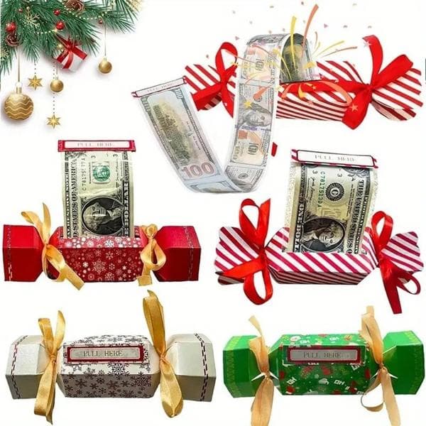 4 julklappsöverraskningsplånböcker julklappsöverraskningsplånböcker (kontanter ingår ej), julglädjedekorationer