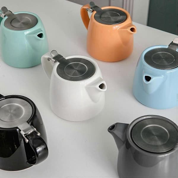 Authentic Japanese Ceramic Teapot | Stainless Steel Strainer | Elegant and Functional for Afternoon Tea Grey
