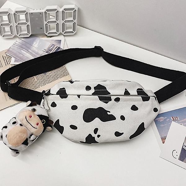 Naisten sarjakuva lehmäkuvioinen vyölaukku Fanny Pack Pouch Canvas Sport Belt Hip Chest Crossbody Olkalaukku