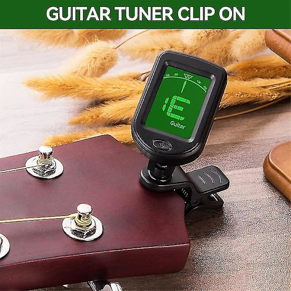 Guitar Tuner Clip On, Digital Tuners of Guitar Accessories with Picks, for Acoustic Guitar, Electronic Guitar, Bass, Violin, Ukulele and Other Stringe