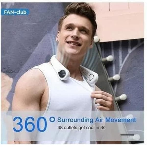 Portable Neck Fan, Bladeless Personal Fan, 3 Speeds Adjustable White