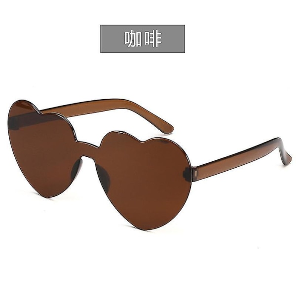 Love Heart Shape Sunglasses Clear Lens Rimlesscandy Color Love Heart-shaped - Jxlgv Tea