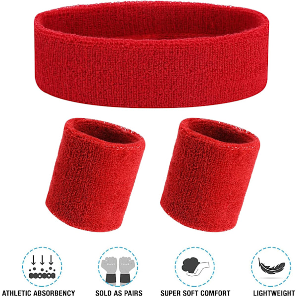 3-pack sport pannband handledsskydd mjuk tjock frotté bomull flickor svettband för fitness tennis gymnastik fotboll