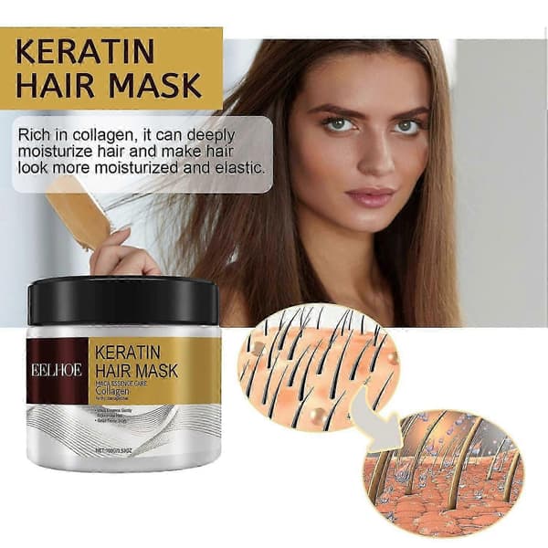 1-6x EELHOE Keratin Hårmask 100g - Djupgående Närande Behandling för Skadat Hår 2PCS