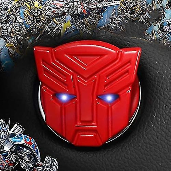 Car Transformers One-button Start Button Beskyttende Dæksel Interiør Modifikation Tændingsenhed Skift Metal Dekorative Stickers (autobot-rød)