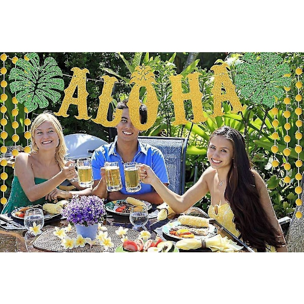 Wabjtam Hawaii Aloha Party Dekorasjon Stor Gull Skinnende Aloha Banner For Luau Party Rekvisita Gaver