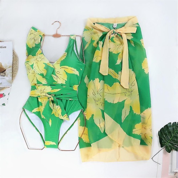 Hawaii blommig volang för kvinnor med hög midja Monokini baddräkt i ett  stycke med lång sarong cover Baddräkt Omlott kjol Klänning Sommar  strandkläder L 6ddd | L | Fyndiq