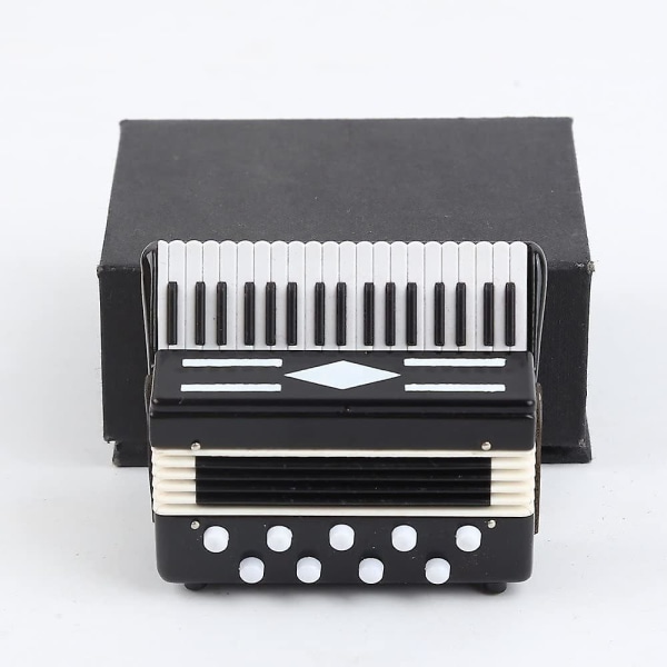 Miniatyrdragspel med box Miniinstrument Replika Samlarföremål Miniatyrdockhusmodell Hem dec