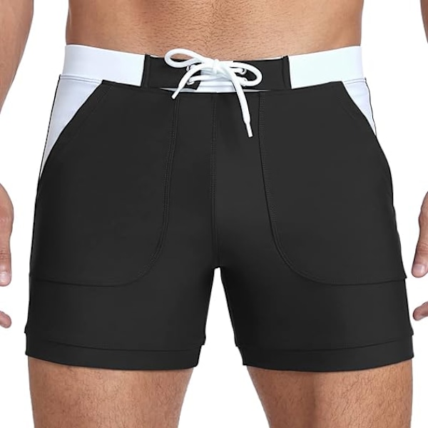 Badbyxor för män Snabbtorkande badshorts Kalsonger Sportsbadkläder Boardshorts med fickor