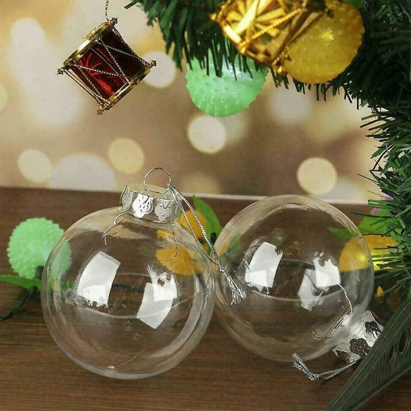 Klar Plast Ball Baubles Sphere Fyllbara Diy Ornament Decors Silver 5 PCS
