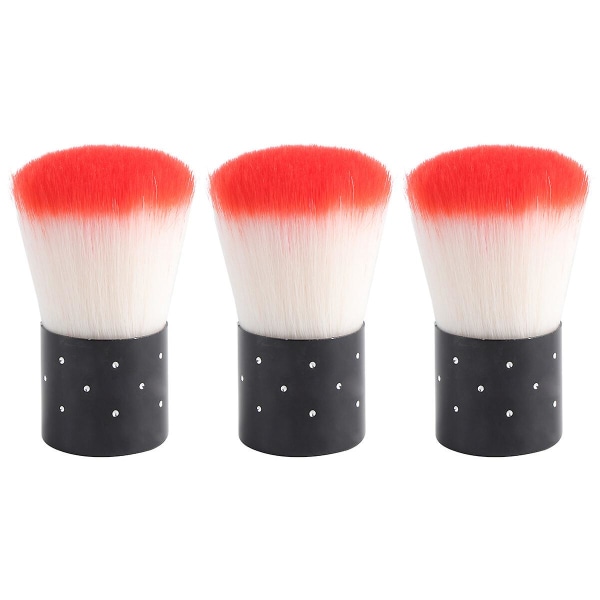 3stk Manicure Hårbørste Bærbar Støvpulverbørste Dejlige svampe rengøringsbørster Nail Art Tool Til Salon Hjem Blå Red 3X7CM
