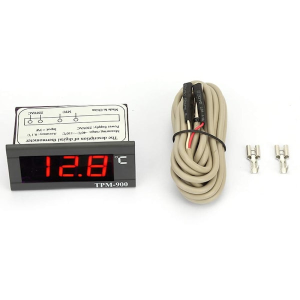 Tat Avec Sonde Tpm-900 220V Digital Temperaturregulator LED Panel Måler Med Sensor Tat Controllerp 900 Sort