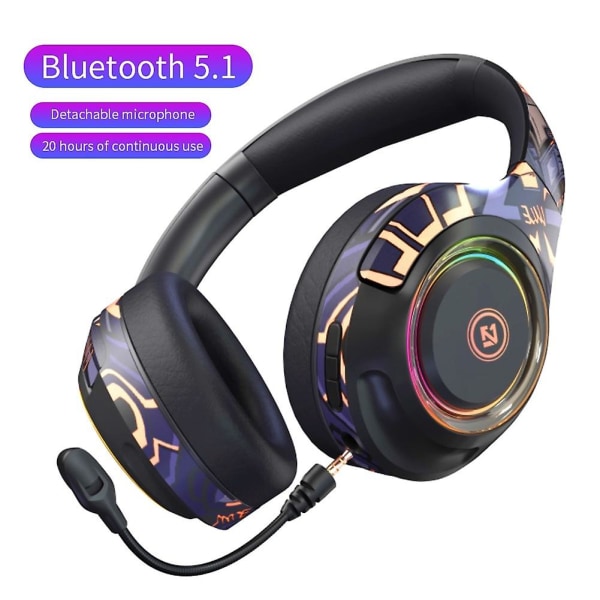 Trådlösa Bluetooth hörlurar Spelheadset Bluetooth 5.1 Upp till 20 timmars uppspelningstid 40 mm Drivrutiner Handsfree-headset