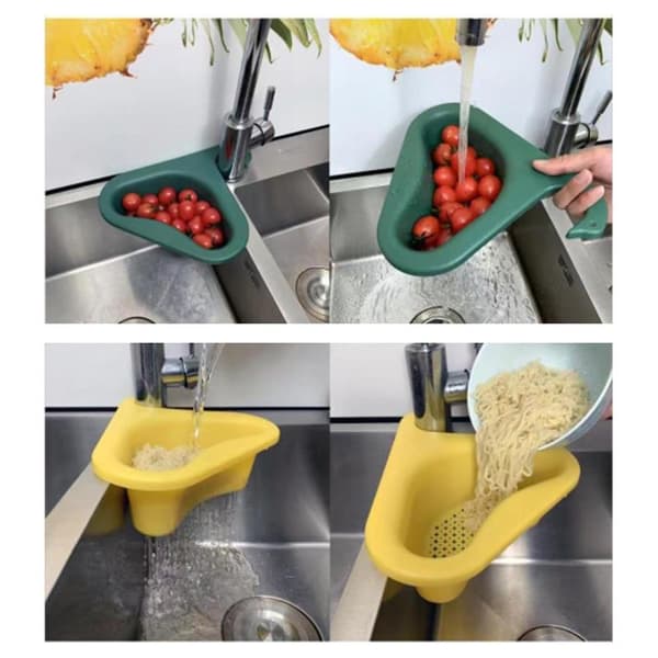Sink Strainer Basket Punch-Free Sink Drain Rack Triangular Corner Sink Hanging Strainer Holder for Kitchen Bathroom 0.2