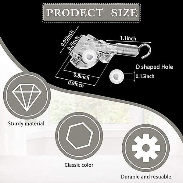4 stk. Blind Wand Tilt Control Wand Tilter for 1 tommers Mini Blind Head Rail Blind Tilt Mekanisme Erstatning med D-formet Gear Tilt Mekanisme Hook C