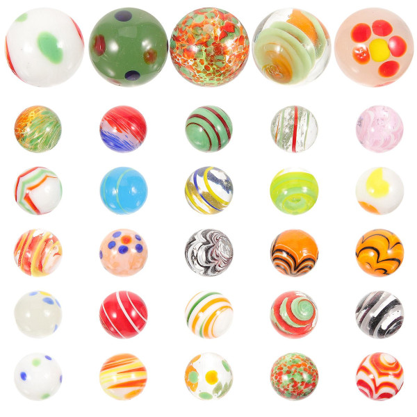 30 stk runde kugler perler farvet glas kugler Børn glaskugler Legetøj Små farvede kugler Random Color 1.6X1.6cm
