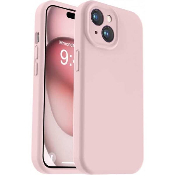 FOR iPhone 15 Gummideksel med Kamerabeskyttelse Liquid V2 - Rosa