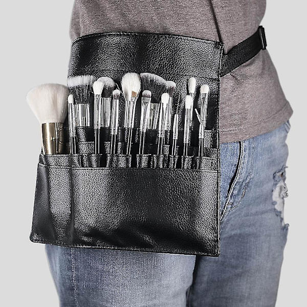 1 stk. Sminkebørsteveskebelte med flere lommer, Fanny Pack Foldable Justerbar Forklepakke for Sminkebørsteveske Profesjonell Sminkeartist